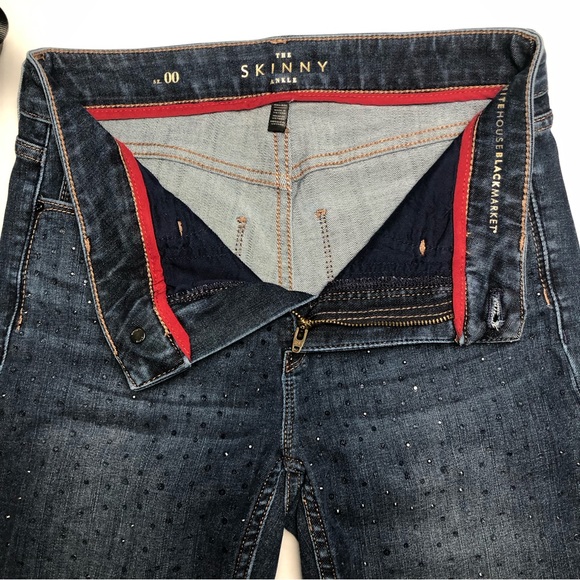 ⭐️NEW⭐️SPARKLES ✨White House Black Market (WHBM) The Skinny Ankle Blue Jeans - Picture 8 of 11